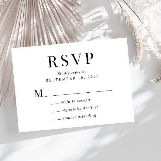 Elegante Typografie Bruiloft RSVP Kaartje