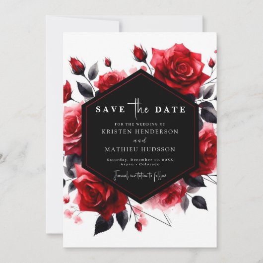 Elegante Typografie Crimson Red Wedding Save The Date (Voorkant)