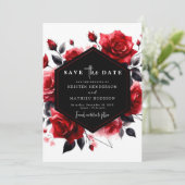 Elegante Typografie Crimson Red Wedding Save The Date (Staand voorkant)