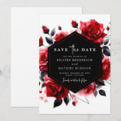 Elegante Typografie Crimson Red Wedding Save The Date (Voorkant / Achterkant)