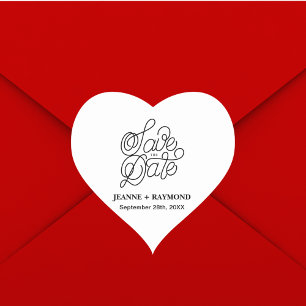 Elegante Typografie Custom Wedding Save the Date Hart Sticker