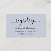 Elegante Typografie Dusty Blue Wedding Registry Informatiekaartje (Voorkant)