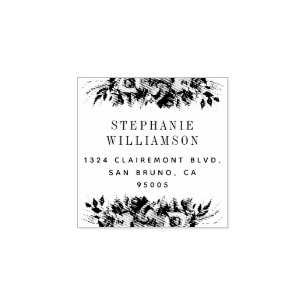 Elegante Typografie Floral Retouradres Rubberstempel