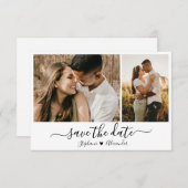 Elegante typografie foto collage bruiloft save the date (Voorkant / Achterkant)