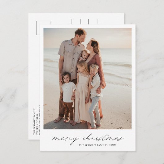 Elegante Typografie Foto Moderne Kerst Feestdagenkaart (Voorkant / Achterkant)
