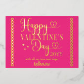 Elegante typografie Gelukkige Valentijnsdag Gestem Folie Feestdagenkaart (Voorkant)