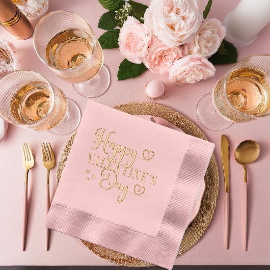 Elegante typografie Happy Valentine's Day Stamped Folie Servetten