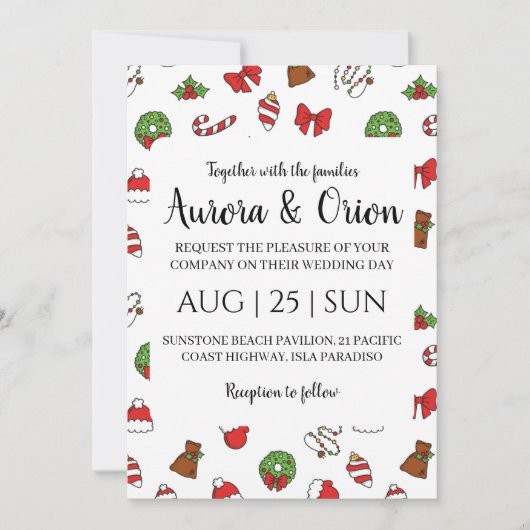 elegante typografie kerst trouwkaarten kaart (Voorkant)