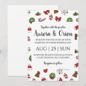 elegante typografie kerst trouwkaarten kaart (Voorkant / Achterkant)