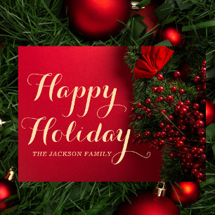 Elegante Typografie l Rood Vakantie Kerst Kaart