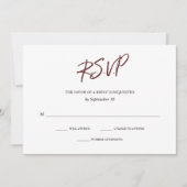 Elegante typografie | Marsala Wedding RSVP Kaart (Voorkant)