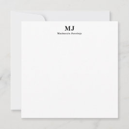 Elegante typografie met monogram notitiekaartje