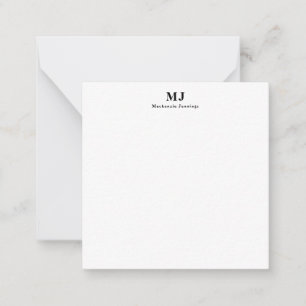 Elegante typografie met monogram notitiekaartje