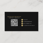 Elegante Typografie Monogram Zwart Goud QR-code Visitekaartje (Achterkant)
