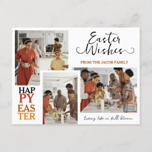 elegante Typografie Pasen familie drie foto Feestdagenkaart