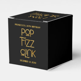 Elegante Typografie Pop Fizz Clink Verjaardag Bedankdoosjes