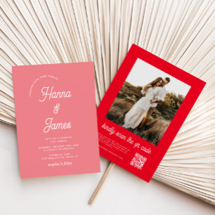 Elegante Typografie Roze Retro Bruiloft Kaart