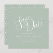 Elegante Typografie Sage Bruiloft Save The Date (Voorkant / Achterkant)