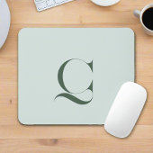 Elegante Typografie Sage Green Monogram Initiaal Muismat