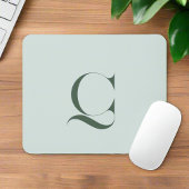 Elegante Typografie Sage Green Monogram Initiaal Muismat