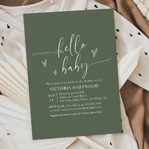 Elegante Typografie Sage Groen Baby shower Kaart