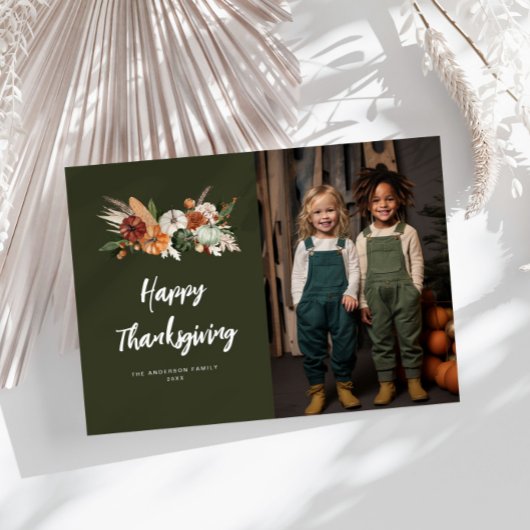 Elegante Typografie Script Happy Thanksgiving Foto Feestdagenkaart