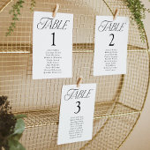Elegante Typografie Tafelnummer Zitkaart