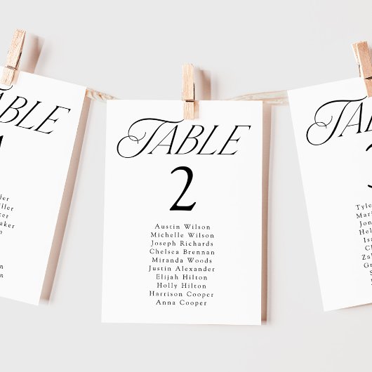 Elegante Typografie Tafelnummer Zitkaart