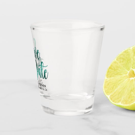 Elegante Typografie Trouwen Save The Date Shot Glas (Rechts)