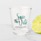 Elegante Typografie Trouwen Save The Date Shot Glas (Voorkant)