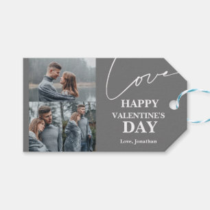 Elegante Typografie Valentijnsdag paar foto Cadeaulabel