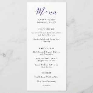 Elegante Typografie Violet Bruiloft Menu