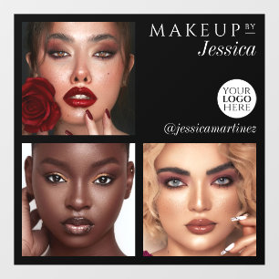 Elegante typografie Zwart 3 Foto Logo Make-up Raamsticker