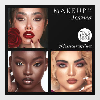 Elegante typografie Zwart 3 Foto Logo Make-up Raamsticker
