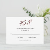 Élégante typographie | Carte RSVP Marsala Wedding (Debout devant)