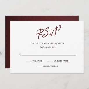Élégante typographie   Carte RSVP Marsala Wedding