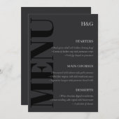 Élégante Typographie du Charbon Monogramme Menu Ma (Devant / Derrière)