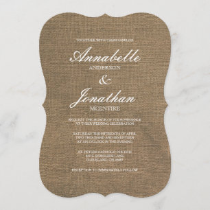 Élégante typographie Faire-part de mariage Burlap