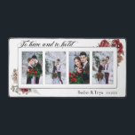 Élégante typographie florale à 4 photos Mariage<br><div class="desc">Joli design floral avec des sprays d'élégants roses rouges et écrus,  quatre modèles photo,  citation mariage dans la typographie de script personnalisé (facultatif) et deux champs de texte.</div>