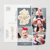 Élégante typographie gris Noël Fête Carte postale (Devant / Derrière)