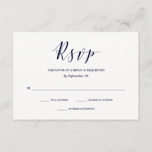 Élégante typographie Mariage bleu marine RSVP
