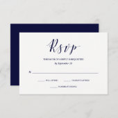 Élégante typographie | Mariage bleu marine RSVP (Devant / Derrière)
