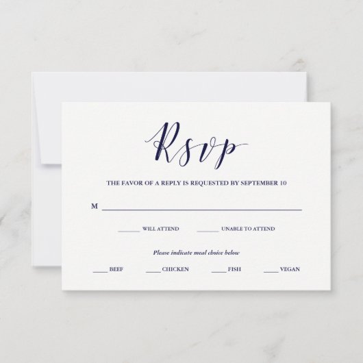 Élégante typographie | Marine RSVP avec choix de r (Devant)