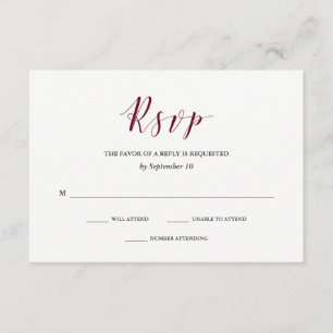 Élégante typographie   Marsala Wedding RSVP
