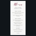 Élégante typographie | Menu Mariage Marsala<br><div class="desc">Ce magnifique menu mariage est composé de calligraphie couleur marsala/bordeaux et de texte noir moderne,  sur un élégant arrière - plan blanc. Parfait pour un mariage traditionnel et formel avec une touche moderne !</div>