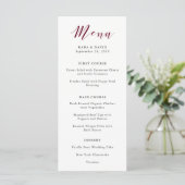Élégante typographie | Menu Mariage Marsala (Debout devant)