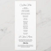 Élégante typographie noire Programme de mariage bl (Dos)