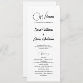 Élégante typographie noire Programme de mariage bl (Devant / Derrière)