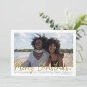 Elégante Typographie Or Photo Carte de Noël (Debout devant)