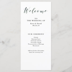 Élégante typographie   Programme de mariage vert p